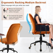 Load image into Gallery viewer, Velvet Home Office Chair with Wooden Armrest Orange