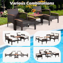 Load image into Gallery viewer, 5 Pieces Patio Rattan Furniture Set with Acacia Wood Table