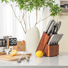 Load image into Gallery viewer, 14-Piece Kitchen Knife Set Stainless Steel Knife Block Set with Sharpener