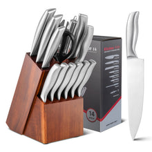 Load image into Gallery viewer, 14-Piece Kitchen Knife Set Stainless Steel Knife Block Set with Sharpener