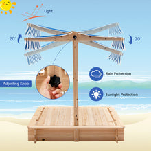 Load image into Gallery viewer, Kids Wooden Sandbox with Canopy and Foldable Bench Seats