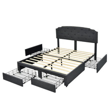 Load image into Gallery viewer, Platform Bed Frame with 4 Storage Drawers Adjustable Headboard