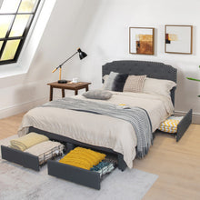 Load image into Gallery viewer, Platform Bed Frame with 4 Storage Drawers Adjustable Headboard