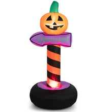 Load image into Gallery viewer, 6 Feet Inflatable Halloween Pumpkin Road Sign Decoration with LED Light