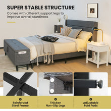 Load image into Gallery viewer, Full Upholstered Platform Bed Frame with Storage Ottoman Slats Support
