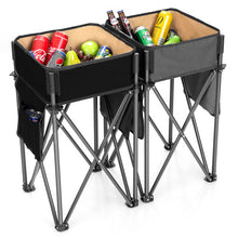Load image into Gallery viewer, 2 Pieces Folding Camping Tables with Large Capacity Storage Sink for Picnic