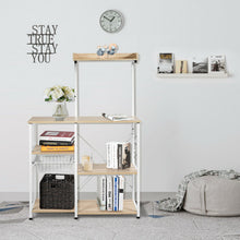 Load image into Gallery viewer, 4 Tier Vintage Kitchen Baker's Rack Utility Microwave Stand-Natural