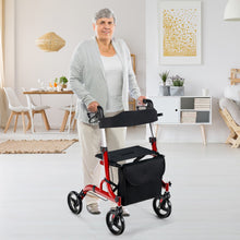 Load image into Gallery viewer, Folding Aluminum Rollator Walker with 8 inch Wheels and Seat-Red