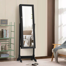 Load image into Gallery viewer, Lockable Mirrored Jewelry Cabinet Armoire Storage Organizer Box-Black