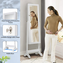 Load image into Gallery viewer, Lockable Mirrored Jewelry Cabinet Armoire Storage Organizer Box-White