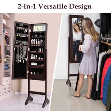 Load image into Gallery viewer, Mirrored Jewelry Cabinet Armoire Organizer w/ LED lights-Brown