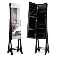Load image into Gallery viewer, LED Jewelry Cabinet Armoire Organizer with Bevel Edge Mirror-Black