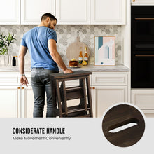 Load image into Gallery viewer, 3-in-1 Rubber Wood Step Stool with Convenient Handle-Brown