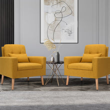 Load image into Gallery viewer, Accent Chair Cushioned Linen Armchair with Waist Pillow Sofa Chair-Yellow