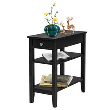 Load image into Gallery viewer, 3-Tier Side End Table with Drawer Double Shelf-Black
