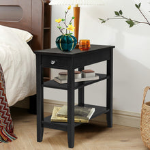 Load image into Gallery viewer, 3-Tier Side End Table with Drawer Double Shelf-Black