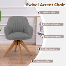 Load image into Gallery viewer, Mid-Century Modern Swivel Accent Chair with Linen Fabric Cover-Gray
