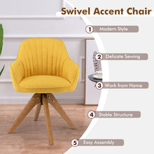 Load image into Gallery viewer, Mid-Century Modern Swivel Accent Chair with Linen Fabric Cover-Yellow