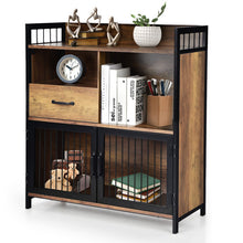 Load image into Gallery viewer, Buffet Server Sideboard Kitchen Storage Cabinet with Drawer and Steel Doors-Rustic Brown