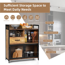 Load image into Gallery viewer, Buffet Server Sideboard Kitchen Storage Cabinet with Drawer and Steel Doors-Rustic Brown