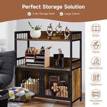 Load image into Gallery viewer, 2-Tier Baker's Rack Industrial Kitchen Microwave Oven Stand with Storage Cabinet-Rustic Brown