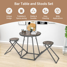Load image into Gallery viewer, 3 Pieces Dining Table Set with 2 Foldable Stools for Small Space-Gray