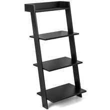 Load image into Gallery viewer, 4-Tier Ladder Shelf with Solid Frame and Anti-toppling Device-Black