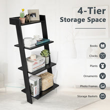 Load image into Gallery viewer, 4-Tier Ladder Shelf with Solid Frame and Anti-toppling Device-Black