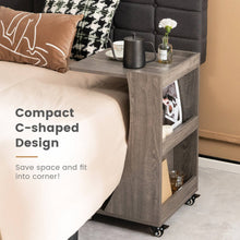 Load image into Gallery viewer, C-shaped Rolling End Side with Back Storage Shelves beside Sofa-Gray
