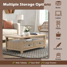 Load image into Gallery viewer, 3-tier Coffee Table with 2 Drawers and 5 Support Legs-Natural