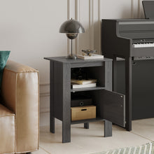 Load image into Gallery viewer, Compact Floor Farmhouse Nightstand with Open Shelf and Cabinet-Dark Gray