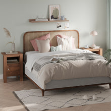Load image into Gallery viewer, Compact Floor Farmhouse Nightstand with Open Shelf and Cabinet-Rustic Brown