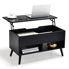 Load image into Gallery viewer, 31.5 Inch Lift Top Coffee Table with Hidden Compartment and 2 Storage Shelves-Black