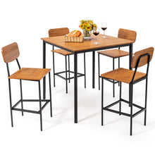 Load image into Gallery viewer, 5-Piece Industrial Dining Table Set with Counter Height Table and 4 Bar Stools-Walnut