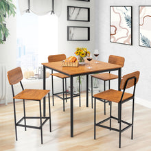 Load image into Gallery viewer, 5-Piece Industrial Dining Table Set with Counter Height Table and 4 Bar Stools-Walnut