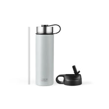 Load image into Gallery viewer, 22 Oz Double-walled Insulated Stainless Steel Water Bottle with 2 Lids and Straw-Gray