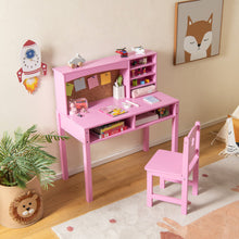 Load image into Gallery viewer, Kids Desk and Chair Set with Hutch and Bulletin Board for 3+ Kids-Pink