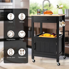 Load image into Gallery viewer, Kitchen Island with Storage Drawer and 3 Hooks-Black