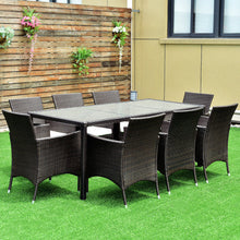 Load image into Gallery viewer, 9 pcs Patio Rattan Table Chairs Furniture Set