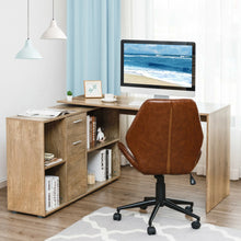 Load image into Gallery viewer, Rotating L-Shape Corner Writing Study Computer Desk-Natural