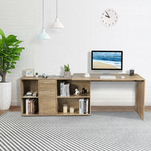 Load image into Gallery viewer, Rotating L-Shape Corner Writing Study Computer Desk-Natural