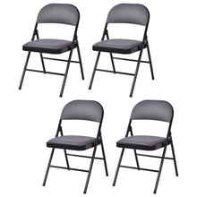 Load image into Gallery viewer, 4 Pieces Fabric Upholstered Padded Seat Folding Chairs Seet