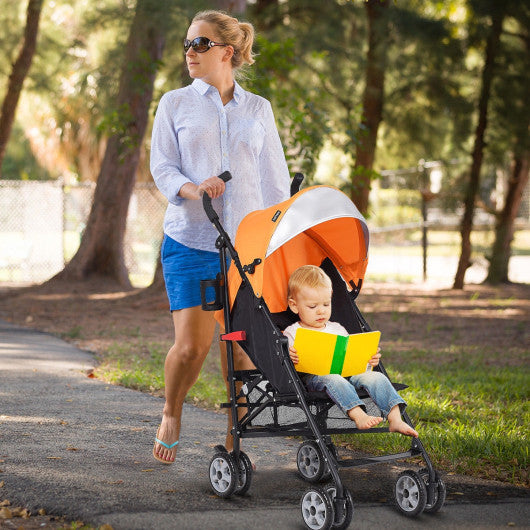 orange umbrella stroller Folding Lightweight Baby Toddler Umbrella Travel Stroller-Orange BB4880YE