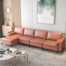 Load image into Gallery viewer, Modular L-shaped Sectional Sofa with Reversible Chaise and 2 USB Ports-Pink