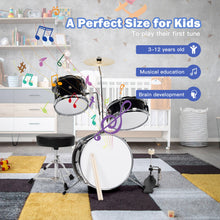 Load image into Gallery viewer, 5 Pieces Junior Drum Set with 5 Drums-Black