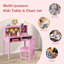 Load image into Gallery viewer, Kids Desk and Chair Set with Hutch and Bulletin Board for 3+ Kids-Pink