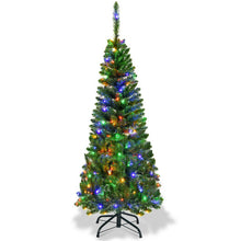 Load image into Gallery viewer, 4.5 ft Pre-Lit Premium Hinged Artificial Fir Pencil Christmas Tree with LED Lights-Multicolor