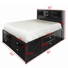 Load image into Gallery viewer, Storage Bed Furniture with Drawers Bookcase Headboard-Queen Size