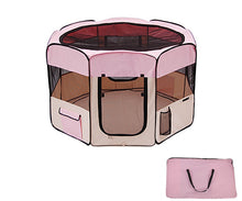 Load image into Gallery viewer, 60"Pet Dog Kennel Fence Puppy Soft Playpen Exercise Folding Crate W/Bag Zip-pink