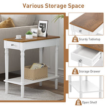 Load image into Gallery viewer, Narrow Side Table with Drawer and Open Storage Shelf